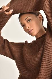 Remy Mock Neck Rib Merino Blend Sweater