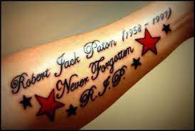 These are small memory tattoos. Dark Inked Memorial Tattoo In Loving Memory Tattoos Memorial Tattoos Memorial Tattoo Designs