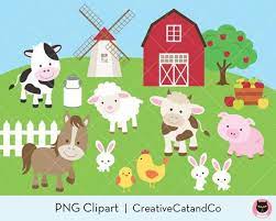 Farm Animal Clipart Clip Art Cute Farm Animal Clipart Farm Etsy Animal Clipart Sheep Pig Farm Animals