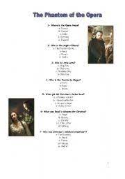Read on for some hilarious trivia questions that will make your brain and your funny bone work overtime. The Phantom Of The Opera Worksheets