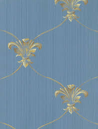 Fleur De Lis Blue Gold Wallpaper