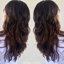 Brown Caramel Balayage Highlights Chocolate Haircolor Warm Brown Hair Brunette Hair Painting Dimensional Brown Hair Dark Hair Hair Styles Warm Brown Hair