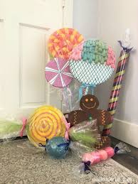 5 Ways To Make Giant Candy For A Candyland Theme Candy Decorations Diy Candy Themed Party Candy Christmas Decorations