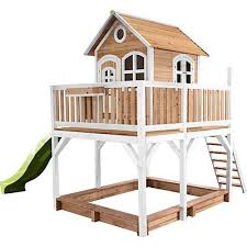 Liam Spielhaus Braun Weiss Lindgrune Rutsche Axi In 2020 Spielhaus Outdoor Spielgerate Haus