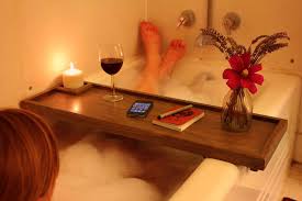The tray is capable of holding a smart phone/tablet, wine glass and two candles (up to 2 inches in diameter)! Bathtub Caddy Diy Bathtub Bathtub Caddy Bath Caddy Diy
