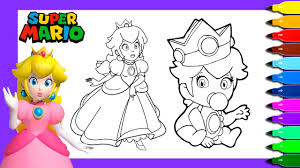 Let's paint princess peach coloring page do you like princesses coloring pages? Princess Peach Coloring Pages Coloring Princess Peach And Baby Peach Youtube