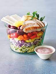 I found a good recipe on wholefoods.com and refrigerate until ready to dress the salad. Mediterranean Chicken Salad Recipe Williams Sonoma Taste