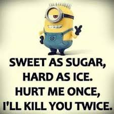 / sweet as sugar cold as ice quotes. Sweet As Sugar Hard As Ice Hurt Me Once I Ll Kill You Twice Funny Minion Quotes Funny Minion Memes Minion Jokes
