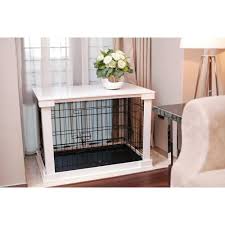Large Indoor Dog Kennel Cage Crate Wood White End Table With Cover Hondenbedden Hondenhok Mand Ideeen