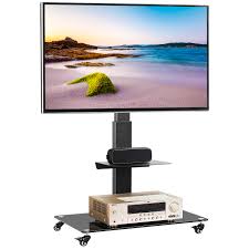 Remodelling or if youre building remodelling or recreational space if you can buy tv stands simpli home shop limitedtime. Rolling Tall Tv Stand On Wheels For Tvs Up To 70 Mobile Black Tv Cart With Mount Lockable Wheels Walmart Com Walmart Com