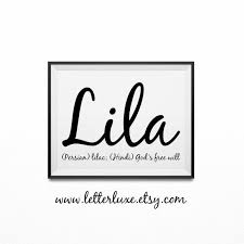 Lila Baby Name Meaning Print Printable Nursery Art Baby Shower Gift Inspirational Typography Names With Meaning Baby Names And Meanings Italian Baby Names