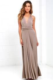 Tricks Of The Trade Taupe Maxi Dress