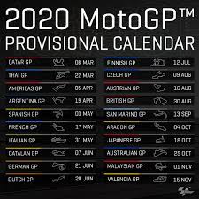 18 appuntamenti di cui due in italia. 2020 Motogp Calendar Blog