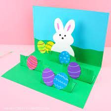 Fold a sheet of paper in half. How To Make A Pop Up Easter Card Easy Easter Craft For Kids I Heart Crafty Things