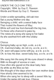 Old Time Song Lyrics For 49 Under The Old Oak Tree