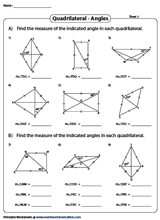 Exercise boxes, organized by sections. Quadrilateral Worksheets