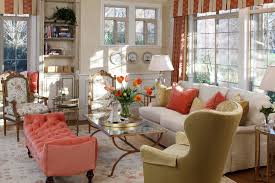 The coral color is so happy and makes the architecture of the desk the focal point, and leaving the top white i love being in this room. Coral Living Room Ideas Photos Houzz