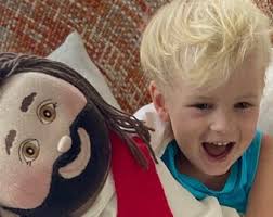 Morbida croce di Gesù con cuore in peluche, regalo di Halo Toys