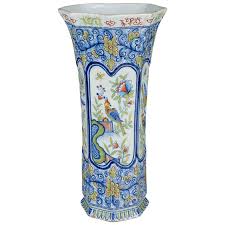 19th Century French Desvres Faience Vase Blue And White Vase Vase French Antiques