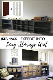 Ikea Hack Expedit Into Long Storage Unit In 2020 Home Living Room Diy Home Projects