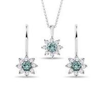 White Gold Blue Diamond Jewelry Set | KLENOTA