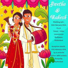 How To Create A Whatsapp Wedding Invitation A Know It All Guide Online Wedding Cards Indian Wedding Invitation Cards Caricature Wedding Invitations