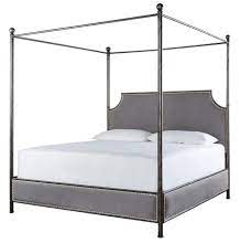 4 4 out of 5 stars 90. Sojourn Respite Grey Linen Upholstered Queen Iron Canopy Bed Zin Home