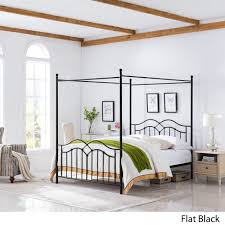 Emerson black metal canopy queen size frame bed think outside the box with the dhp emerson think outside the box with the dhp emerson metal canopy bed. Simona Traditional Iron Canopy Queen Bed Frame Flat Black Walmart Com Walmart Com