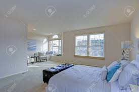 Ensure you have ample seating with this strick. Light Filled Master Bedroom Boasts Black Leather Tufted Bench Stock Photo Picture And Royalty Free Image Image 95722921