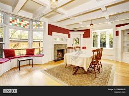 Living room with red walls. Bright Dining Room Red Image Photo Free Trial Bigstock