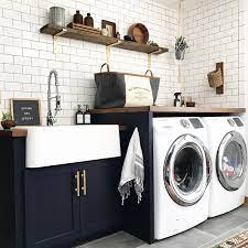 24 X 7 Wall Shelf With Brass Brackets Brown Gold Threshold Laundry Room Design Laundry Room Inspiration Stylish Laundry Room