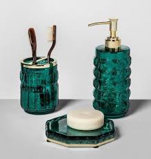 At anthropologie, we offer everything you need to make your bathroom both elegant and functional. 23 Things That Ll Make Your Bathroom Look Its Best Green Bathroom Decor Green Bathroom Accessories Green Bathroom