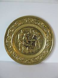 Hammered Brass Wall Plate Decorative Plate Depicting A Bar Etsy Plates On Wall Brass Bar Scene