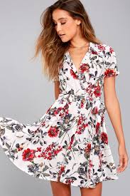 Just Fleur You White Floral Print Shirt Dress Floral Shirt Dress Printed Wrap Dresses Cute Floral Dresses
