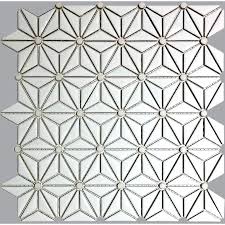 Black And White Mosaic Tile Backsplash Epoch Architectural Surfaces Geometric Star White 12 In X 12 In Glazed Ceramic Uniform Diamonds Mosaic Tile Lowes Com Geometric Tile Backsplash Geometric Star Geometric Tiles