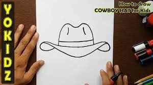 How to draw a top hat? How To Draw A Cowboy Hat For Kids Youtube
