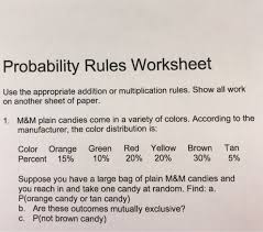 He'll have a great visual guide to help him see how certain outcomes are more likely or less likely. Solved Probability Rules Worksheet Use The Appropriate Ad Chegg Com