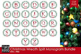 Click here to see week one, embroidery hoop christmas wreath, from the deck the home blog 7. Christmas Wreath Split Monogram Svg Files For Crafters 118510 Cut Files Design Bundles