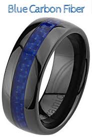 Mens Black And Blue Wedding Rings Mens Black Ceramic Wedding Band With Blue Woven Carbon Fiber Inlay Blue Wedding Rings Ceramic Wedding Ring Ceramic Wedding Bands