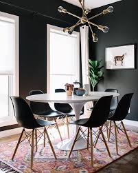 What Table Black Chairs Round Table Rectangle Rug Mid Century Dining Room Mid Century Modern Dining Room Contemporary Home Decor