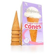 Spoon nutella, or other brand hazelnut spread, into the bottom of a sugar cone. Enlightened Launches Sugar Free Sugar Cones