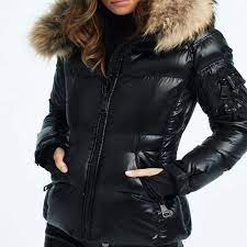 Black Faux Leather Down Jacket Down Jacket Jackets Fur Hood Jacket