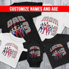 Custom Birthday Shirt Ideas For Adults Personalized Power Rangers Birthday Shirt Cuztom Threadz Power Ranger Birthday Power Ranger Birthday Party Family Birthday Shirts
