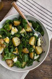 Garlic Roasted Potato Spinach And Egg Salad Healthy Healthy Recipes Healty Food