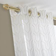 Voilage Tamisant Amber Blanc Or L 140 X H 250 Cm Voilage Chambre Or Blanc Voilage Fenetre