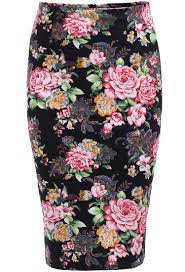 black rose print slim skirt sheinside com