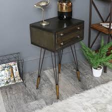 This is a traditional rustic industrial night stand with 3 drawers and small wheels for easy moving and rustic feel. Industrial Style Metal Bedside Table