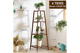 We have everything that one desires. 4 Tier Living Room Wooden Flower Pot Stand Indoor Potted Plant Display Stand Solid Wood Balcony Planter Shelf Multilayer Pots Rack Brown 4 Tiers Matt Blatt