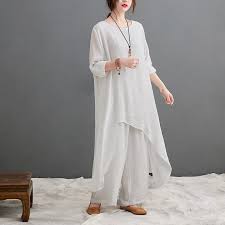 The front is decorated with fuchsia and orange embroidery. Asymmetrical Plus Size Draped Dress Cotton Caftan Dress Easyloose