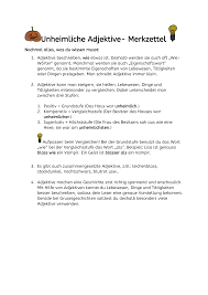 Habe einen leitfaden für gruselgeschichten entworfen. Unheimliche Adjektive Unterrichtsmaterial Im Fach Deutsch Adjektive Eigenschaftsworter Deutsch Unterricht